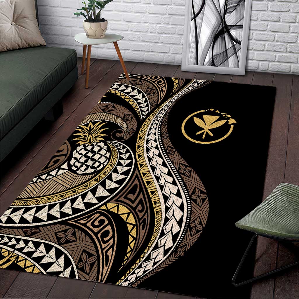 Hawaii Pineapple Brown Tribal Pattern Area Rug - Polynesian Pride