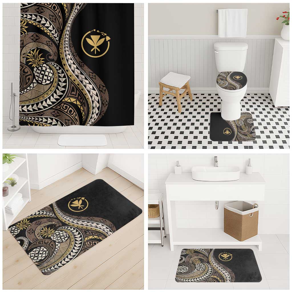 Hawaii Pineapple Brown Tribal Pattern Bathroom Set - Polynesian Pride