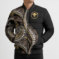 Hawaii Pineapple Brown Tribal Pattern Bomber Puffer Jacket - Polynesian Pride