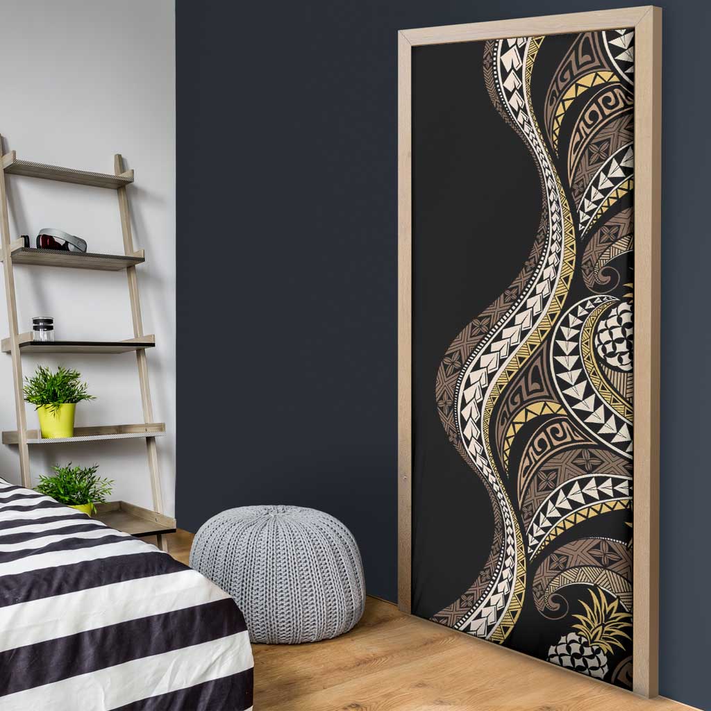Hawaii Pineapple Brown Tribal Pattern Door Cover - Polynesian Pride