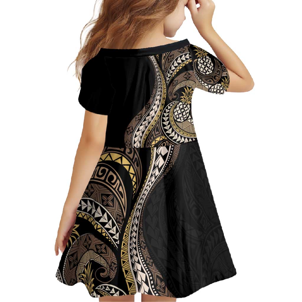 Hawaii Pineapple Brown Tribal Pattern Family Matching Long Sleeve Bodycon Dress and Hawaiian Shirt LT01 - Polynesian Pride