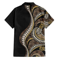 Hawaii Pineapple Brown Tribal Pattern Family Matching Long Sleeve Bodycon Dress and Hawaiian Shirt LT01 - Polynesian Pride