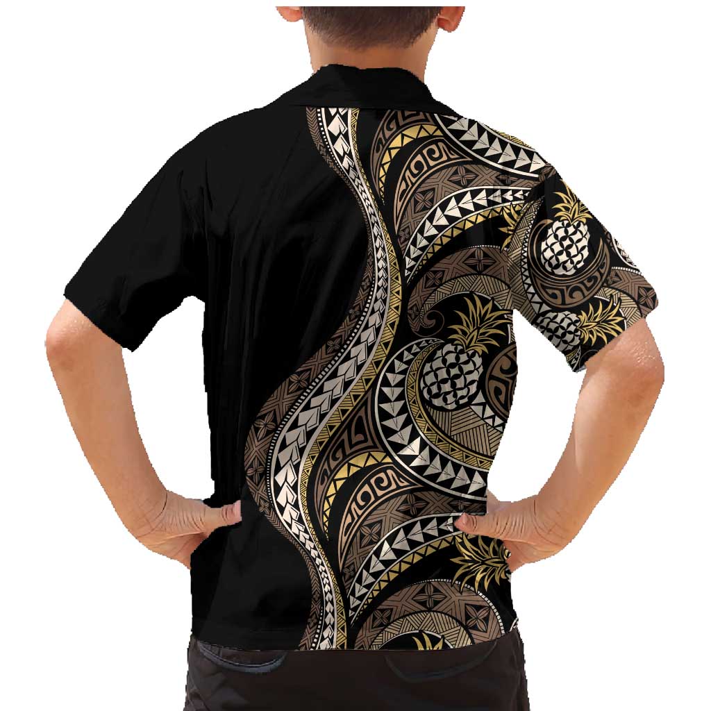 Hawaii Pineapple Brown Tribal Pattern Family Matching Mermaid Dress and Hawaiian Shirt LT01 - Polynesian Pride