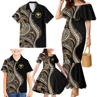 Hawaii Pineapple Brown Tribal Pattern Family Matching Mermaid Dress and Hawaiian Shirt LT01 - Polynesian Pride
