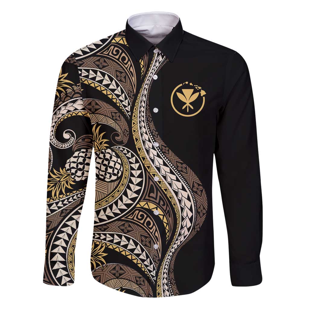 Hawaii Pineapple Brown Tribal Pattern Family Matching Off Shoulder Short Dress and Hawaiian Shirt - Polynesian Pride