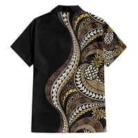 Hawaii Pineapple Brown Tribal Pattern Family Matching Short Sleeve Bodycon Dress and Hawaiian Shirt LT01 - Polynesian Pride