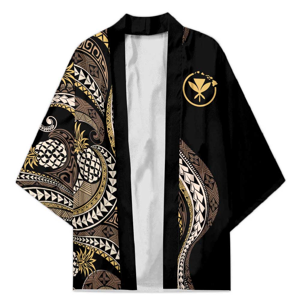 Hawaii Pineapple Brown Tribal Pattern Kimono LT01 Unisex Brown - Polynesian Pride
