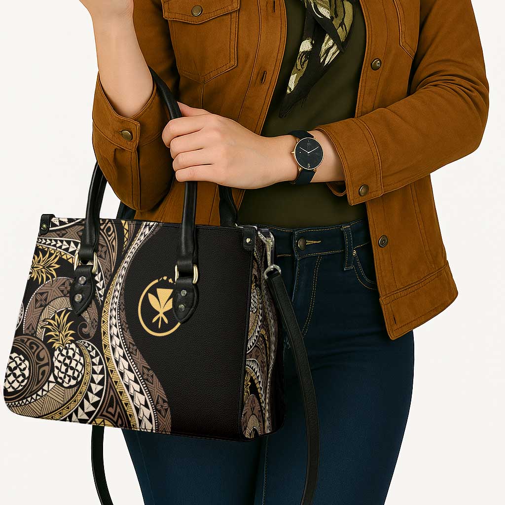 Hawaii Pineapple Brown Tribal Pattern Leather Bag - Polynesian Pride