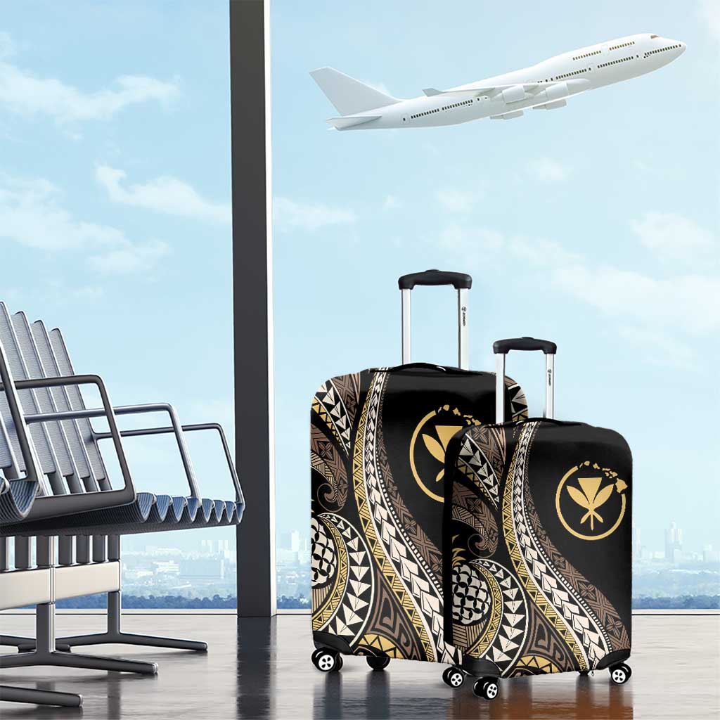 Hawaii Pineapple Brown Tribal Pattern Luggage Cover - Polynesian Pride