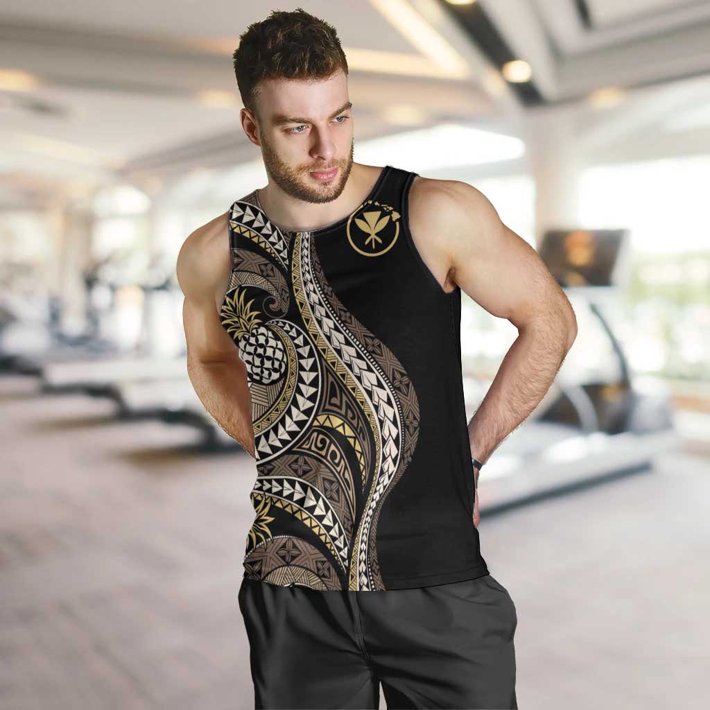 Hawaii Pineapple Brown Tribal Pattern Men Tank Top - Polynesian Pride