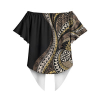 Hawaii Pineapple Brown Tribal Pattern Off Shoulder Wrap Waist Top LT01 - Polynesian Pride