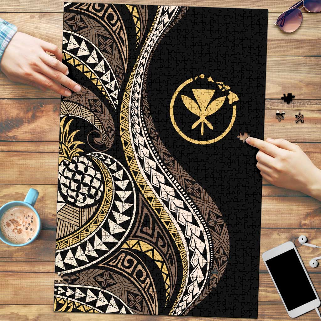 Hawaii Pineapple Brown Tribal Pattern Puzzle - Polynesian Pride