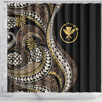 Hawaii Pineapple Brown Tribal Pattern Shower Curtain - Polynesian Pride