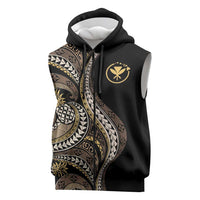 Hawaii Pineapple Brown Tribal Pattern Sleeveless Zip Hoodie LT01 Brown - Polynesian Pride