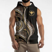 Hawaii Pineapple Brown Tribal Pattern Sleeveless Zip Hoodie LT01 - Polynesian Pride