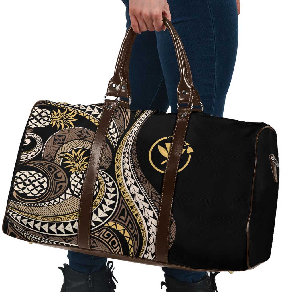 Hawaii Pineapple Brown Tribal Pattern Travel Bag - Polynesian Pride