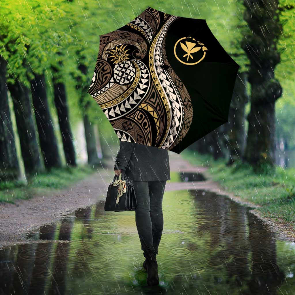 Hawaii Pineapple Brown Tribal Pattern Umbrella - Polynesian Pride