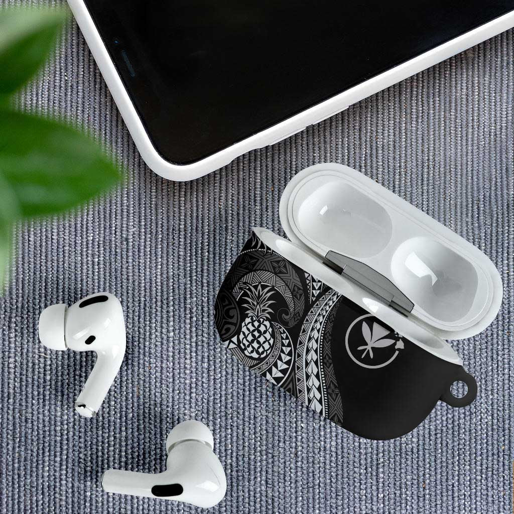 Hawaii Pineapple Gray Scale Tribal Pattern AirPods Case - Polynesian Pride