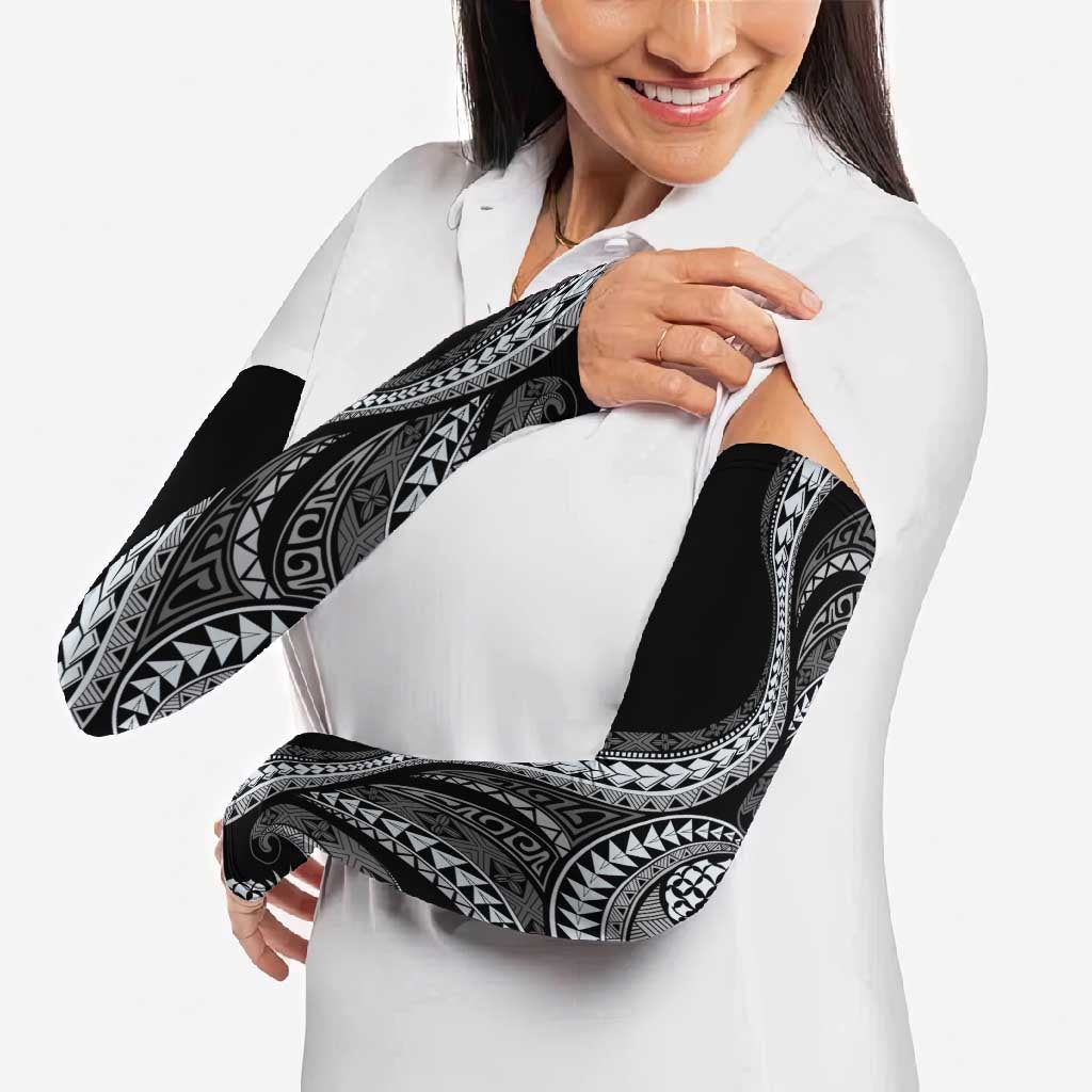 Hawaii Pineapple Gray Scale Tribal Pattern Arm Sleeves - Polynesian Pride