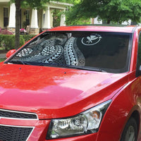 Hawaii Pineapple Gray Scale Tribal Pattern Auto Sun Shade - Polynesian Pride