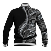 Hawaii Pineapple Gray Scale Tribal Pattern Baseball Jacket - Polynesian Pride