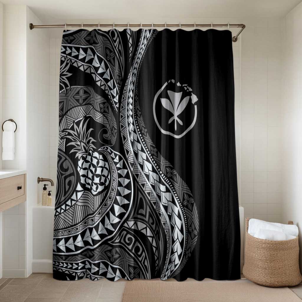 Hawaii Pineapple Gray Scale Tribal Pattern Bathroom Set - Polynesian Pride