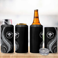 Hawaii Pineapple Gray Scale Tribal Pattern 4 in 1 Can Cooler Tumbler - Polynesian Pride