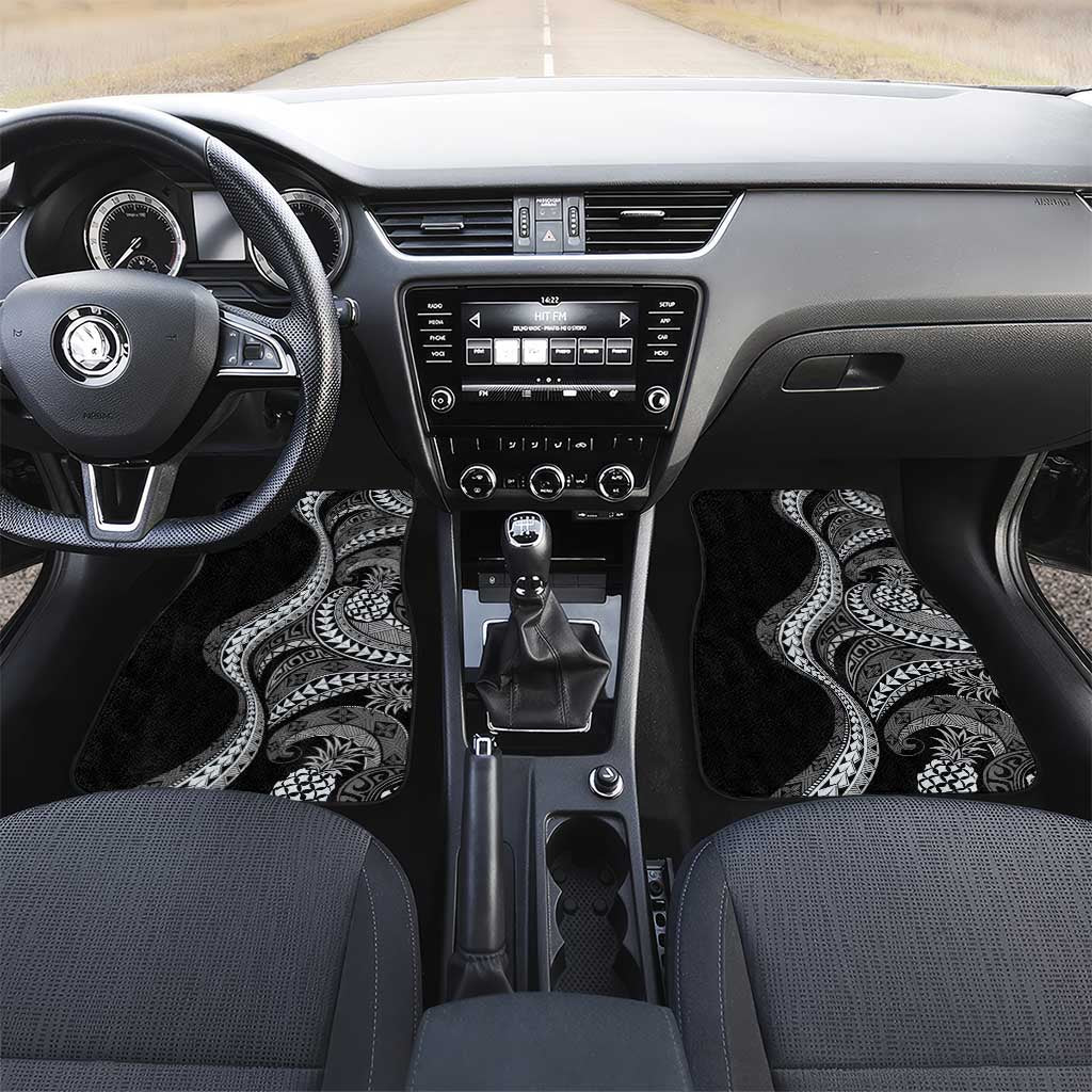 Hawaii Pineapple Gray Scale Tribal Pattern Car Mats - Polynesian Pride
