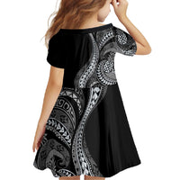 Hawaii Pineapple Gray Scale Tribal Pattern Family Matching Long Sleeve Bodycon Dress and Hawaiian Shirt LT01 - Polynesian Pride