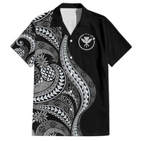 Hawaii Pineapple Gray Scale Tribal Pattern Family Matching Long Sleeve Bodycon Dress and Hawaiian Shirt LT01 Dad's Shirt - Short Sleeve Black - Polynesian Pride