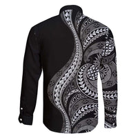 Hawaii Pineapple Gray Scale Tribal Pattern Family Matching Long Sleeve Bodycon Dress and Hawaiian Shirt LT01 - Polynesian Pride