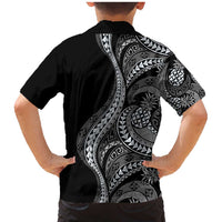 Hawaii Pineapple Gray Scale Tribal Pattern Family Matching Mermaid Dress and Hawaiian Shirt LT01 - Polynesian Pride