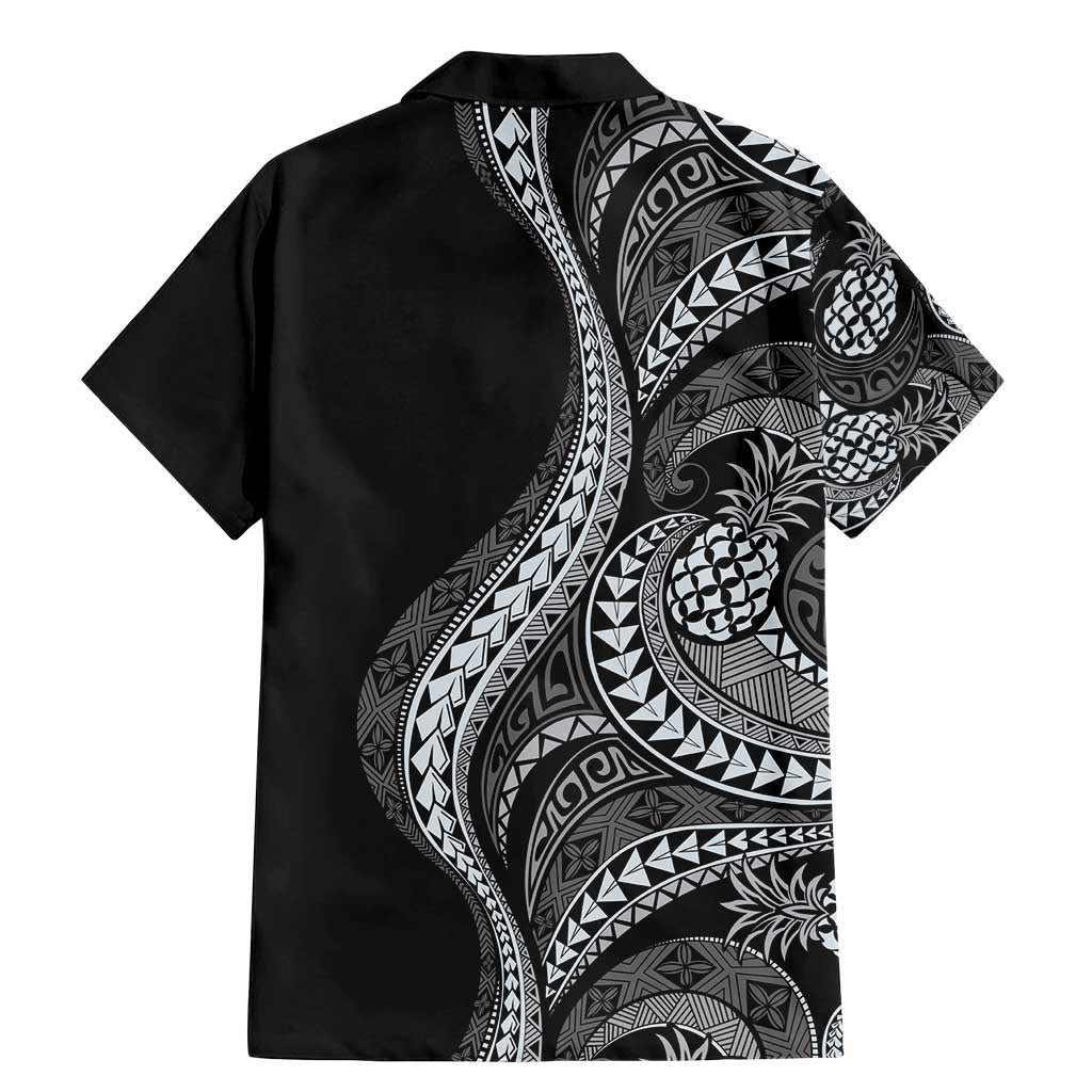 Hawaii Pineapple Gray Scale Tribal Pattern Family Matching Mermaid Dress and Hawaiian Shirt LT01 - Polynesian Pride