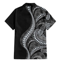Hawaii Pineapple Gray Scale Tribal Pattern Family Matching Mermaid Dress and Hawaiian Shirt LT01 - Polynesian Pride