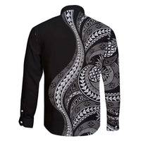 Hawaii Pineapple Gray Scale Tribal Pattern Family Matching Short Sleeve Bodycon Dress and Hawaiian Shirt LT01 - Polynesian Pride