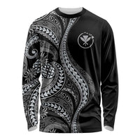 Hawaii Pineapple Gray Scale Tribal Pattern Long Sleeve Shirt - Polynesian Pride