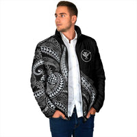 Hawaii Pineapple Gray Scale Tribal Pattern Padded Jacket - Polynesian Pride