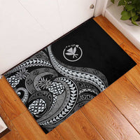Hawaii Pineapple Gray Scale Tribal Pattern Rubber Doormat - Polynesian Pride