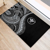 Hawaii Pineapple Gray Scale Tribal Pattern Rubber Doormat - Polynesian Pride