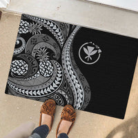 Hawaii Pineapple Gray Scale Tribal Pattern Rubber Doormat - Polynesian Pride
