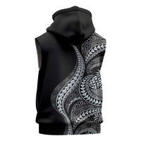 Hawaii Pineapple Gray Scale Tribal Pattern Sleeveless Zip Hoodie LT01 - Polynesian Pride