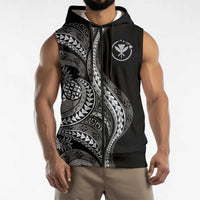 Hawaii Pineapple Gray Scale Tribal Pattern Sleeveless Zip Hoodie LT01 - Polynesian Pride