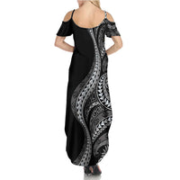 Hawaii Pineapple Gray Scale Tribal Pattern Summer Maxi Dress - Polynesian Pride