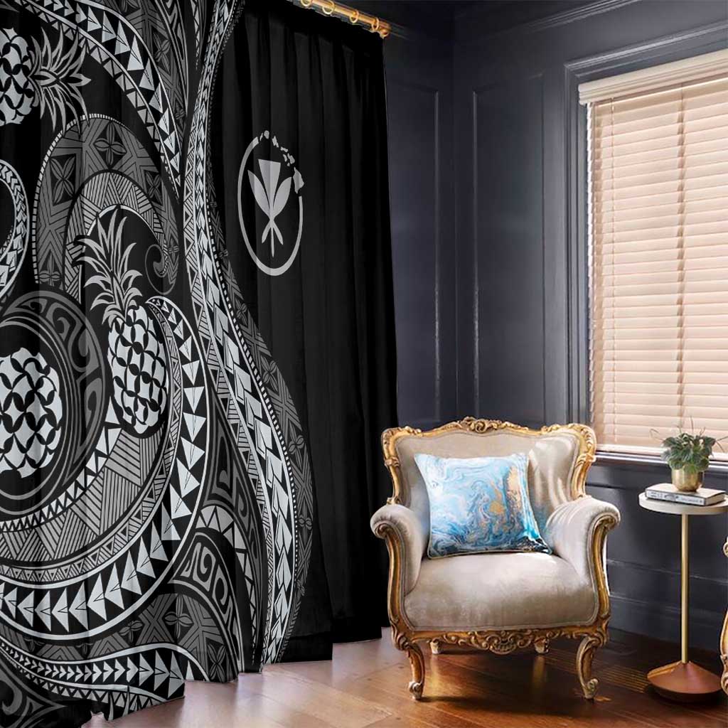Hawaii Pineapple Gray Scale Tribal Pattern Window Curtain LT01 - Polynesian Pride