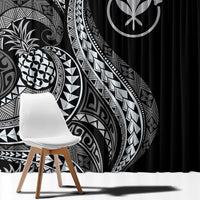 Hawaii Pineapple Gray Scale Tribal Pattern Window Curtain LT01 - Polynesian Pride