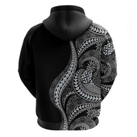 Hawaii Pineapple Gray Scale Tribal Pattern Zip Hoodie - Polynesian Pride