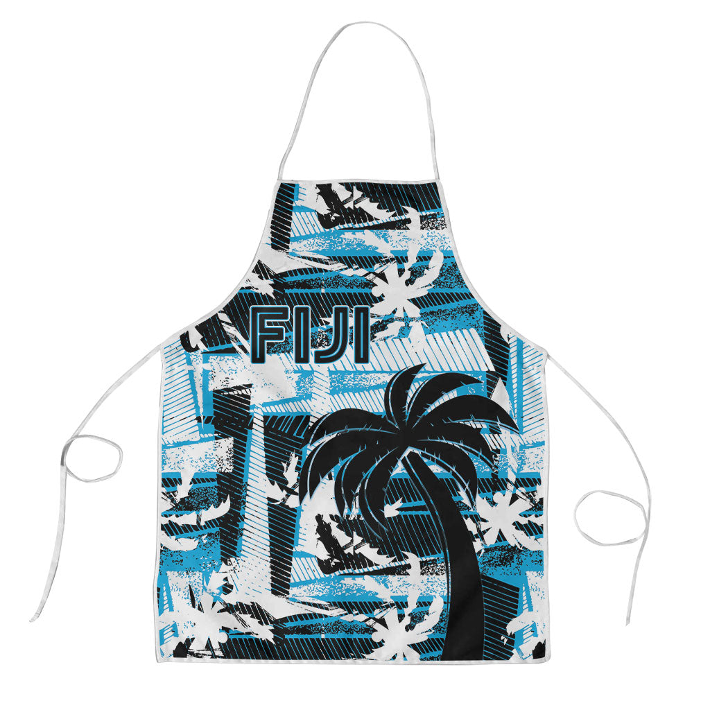 Fijian Rugby Apron Grunge Palm Stylized LT01 Blue - Polynesian Pride