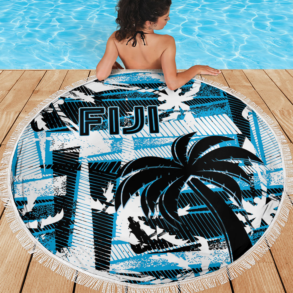 Fijian Rugby Beach Blanket Grunge Palm Stylized LT01 - Polynesian Pride