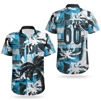 Custom Fijian Rugby Couples Matching Tank Maxi Dress and Hawaiian Shirt Grunge Palm Stylized LT01 - Polynesian Pride
