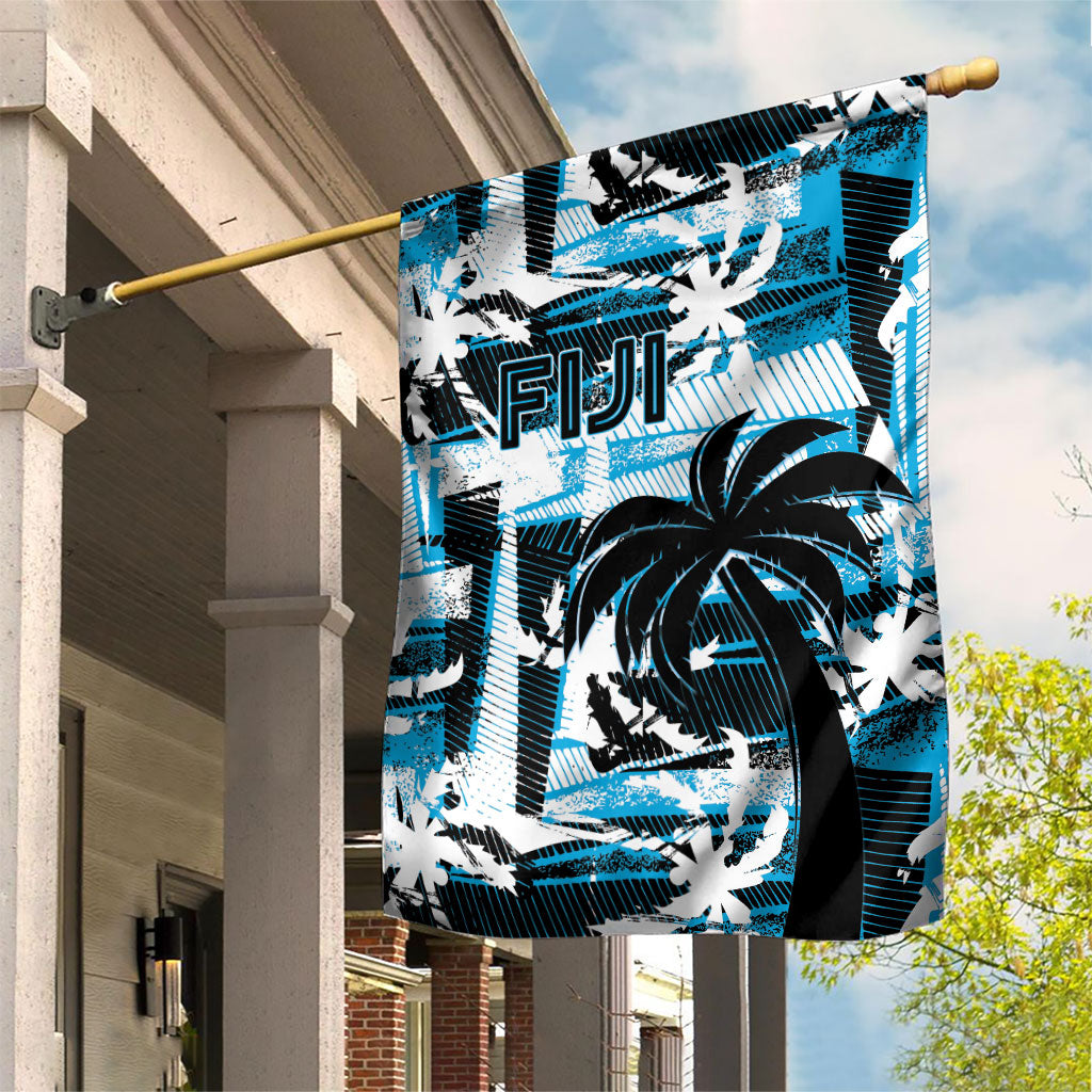 Fijian Rugby Garden Flag Grunge Palm Stylized